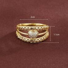 1 pieza Anillo de mujer con diseño ancho y sencillo con forma de corazón y circonita cúbica - Multicolor - Ver 5