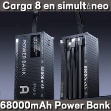 Bateria Portatil 68000mAh de Gran Capacidad - Pila Portatil con Carga Súper Rápida 22.5W - Incluye 4 Cables - 6 Puertos (4 USB Salida, 1 Type-C Entrada/Salida, 1 Micro Entrada) - Power Bank para 8 Dispositivos Simultáneos - Cargador Portatil con Pantalla LED - Powerbank con 9 Protecciones de Se-guridad - batería portátil / pilas portatiles / pila recargable para celular / banco de energia portatil. - JDT-Negro - Ver 7
