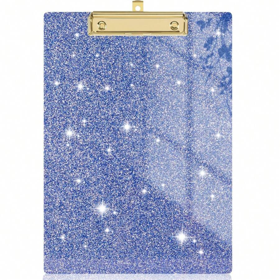 1pc Blue A4 Acrylic File Folder, Suitable For Men, Glitter File Folder With Clip, For Office Use, Blue - Navy Blue - View 1