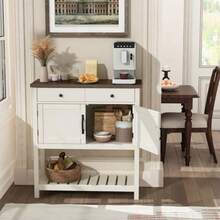 Farmhouse Console Table Entryway Table With Storage Shelf Coffee Bar Cabinet Narrow Buffet Sideboard For Kitchen Hallway Living Room - White - View 5