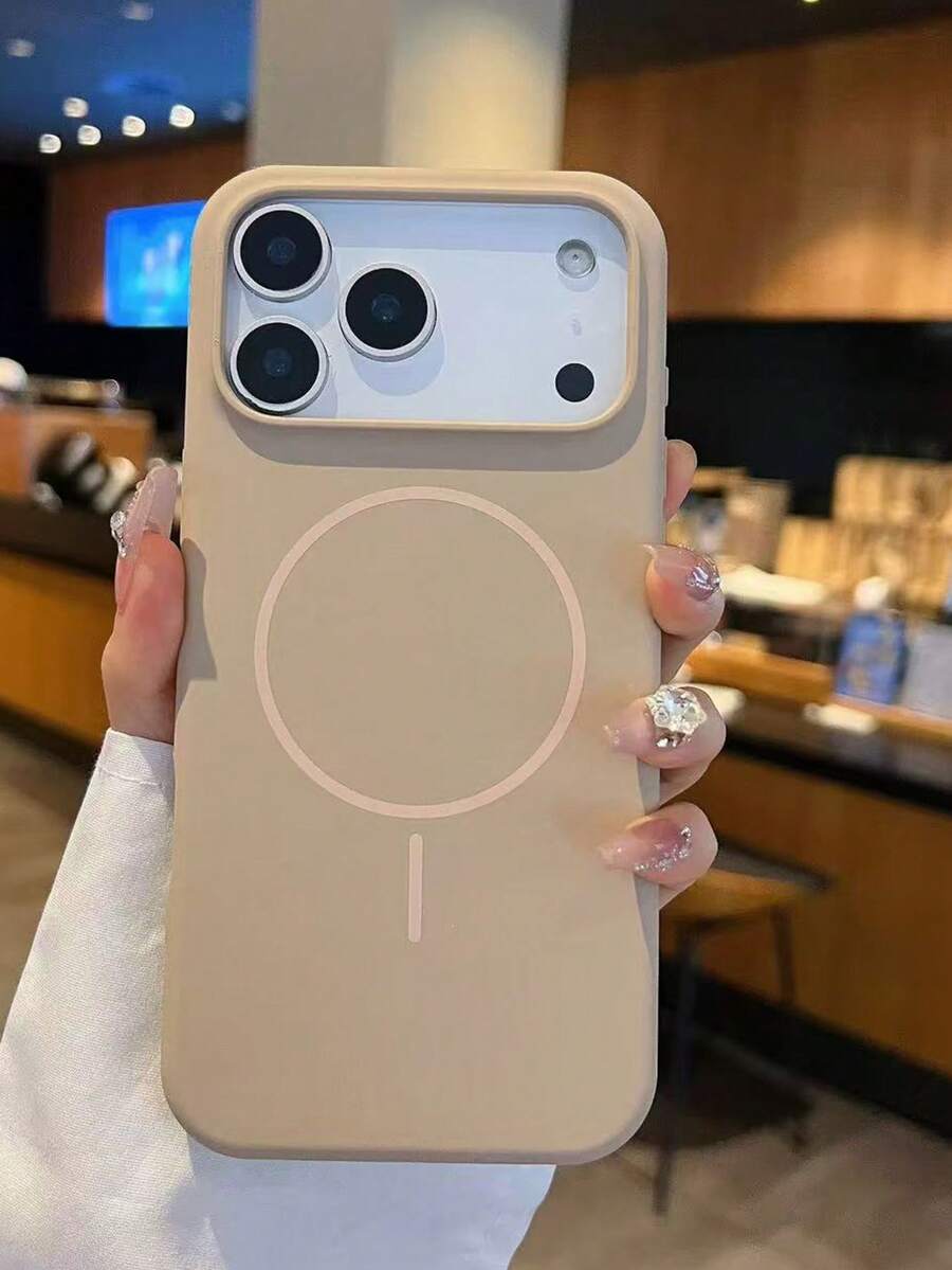 Luxury Glossy Fluorescent Liquid Silicone Phone Case, Compatible With IPhone 17 Air, 16, 15, 14, 13, 12, 17 Pro Max Plus, With Magnetic Soft Shell