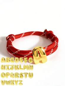 MECYLIFE 1 pieza Pulsera de letra de dopamina multicolor hecha a mano, adecuada para hombres y mujeres - Cuerda roja - Ver 6