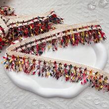 1.57 Inch Wide Colorful Eyelash Tassel Trim, Polyester Ribbon Suitable For Sewing And Crafting, 3/5 Yard - 4 Color Options, Ideal For Gift Wrapping, DIY Clothing, Home Decor, Party Decoration - Multicolor - View 14