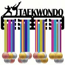 1 Peça Suporte de Exibição de Medalhas de Taekwondo da Moda - Fácil de Instalar, Suporte Decorativo de Parede para Casa, Exibir Medalhas Coloridas, Pendurar Troféus, Decoração de Parede para Sala de Estar, Quarto, Varanda, Presente, Arte em Metal, Perfeito para Atletas, Suporte de Exibição de Medalhas - Preto - Visão 2