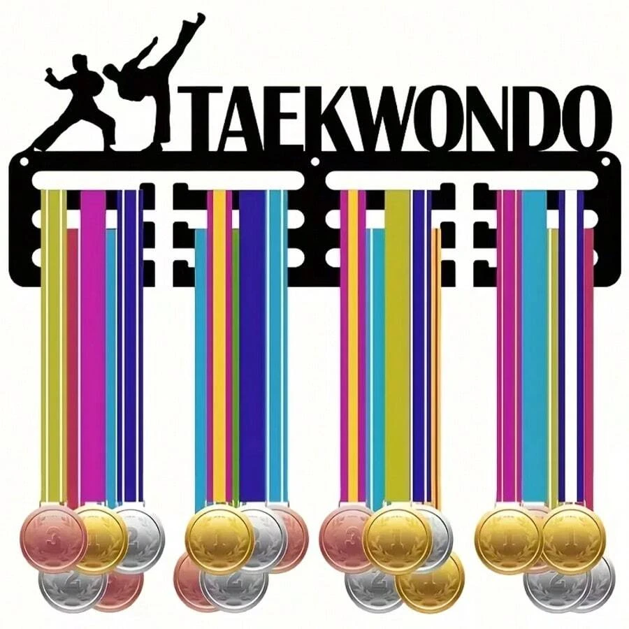 1 Peça Suporte de Exibição de Medalhas de Taekwondo da Moda - Fácil de Instalar, Suporte Decorativo de Parede para Casa, Exibir Medalhas Coloridas, Pendurar Troféus, Decoração de Parede para Sala de Estar, Quarto, Varanda, Presente, Arte em Metal, Perfeito para Atletas, Suporte de Exibição de Medalhas
