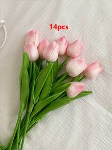 Tulip Artificial Flowers Decor, Home Decoration, Living Room & Bedroom Ornament, Fake Flowers, Suitable For Home, Wedding, Holiday Decoration, INS Style - Light Peach Pink - View 10
