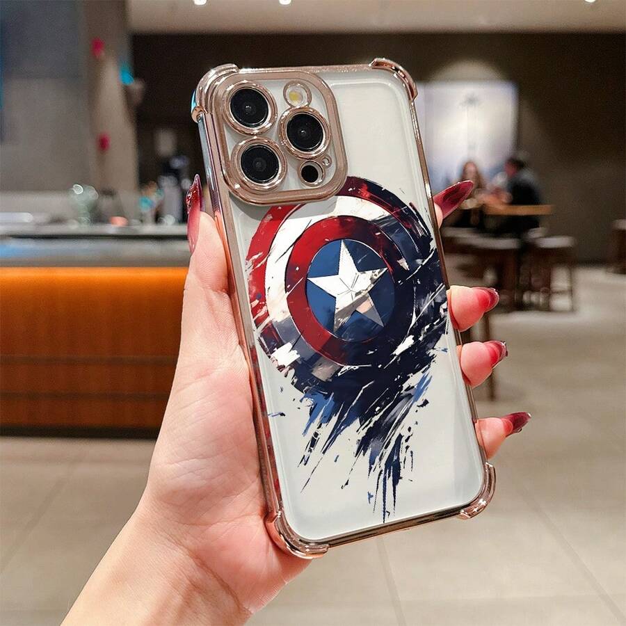 Marvel.‌What Shield Patterned Phone Case Featuring Bold Red And Blue Strokes. Compatible With IPhone 17, 16, 15, 14, 13, 12, And 11 Pro Models. Made Of Durable TPU With Shockproof Protection. A Fantastic Gift For Family, Friends, Birthdays, Spring Festival, Holidays, Boyfriends, Girlfriends, And Valentine's Day. - Hoa hồng vàng - Xem 1