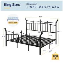 Allewie 14 Inches Twin/Full/Queen/King Size Metal Platform Bed Frame With Elegant Crown Headboard & Footboard, Sturdy Mattress Foundation With Under-Bed Storage, Easy Assembly, No Box Spring Needed, Black - 黑色 - 查看 11