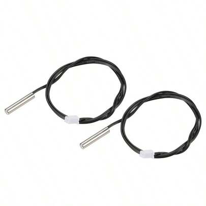 2pcs 10K Temperature Sensor Probe, Stainless Steel NTC Thermal Sensor Probe 50cm Digital Thermometer Extension