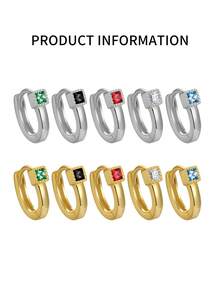 1 chiếc khuyên mũi tròn bằng bạc Sterling S925 đính đá Zirconia, sang trọng và lấp lánh, đính đá Zirconia, đa năng, thích hợp đeo hàng ngày, món quà tuyệt vời nhất dành cho bạn gái, mẹ, chị gái. - phụ kiện bông tai đơn - Xem 3