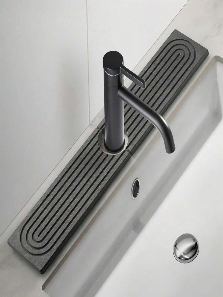 硅胶水槽垫，速干石质水槽托盘，超强吸水，防止积水 - 浴室水龙头防溅罩，厨房 - 彩色 - 查看 1