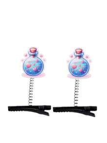 2pcs Couple Hair Clips Valentine's Day Matching Heart Hair Barrettes For Lovers - Multicolor - View 7
