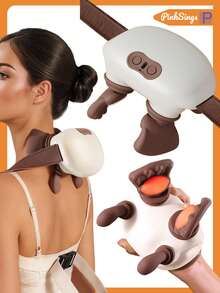 PinkSings USB Wireless Electric Massager, 6D Hand Simulation Massage - Wireless Neck & Shoulder Massager, 6D Hand Simulation Massage, USB Powered