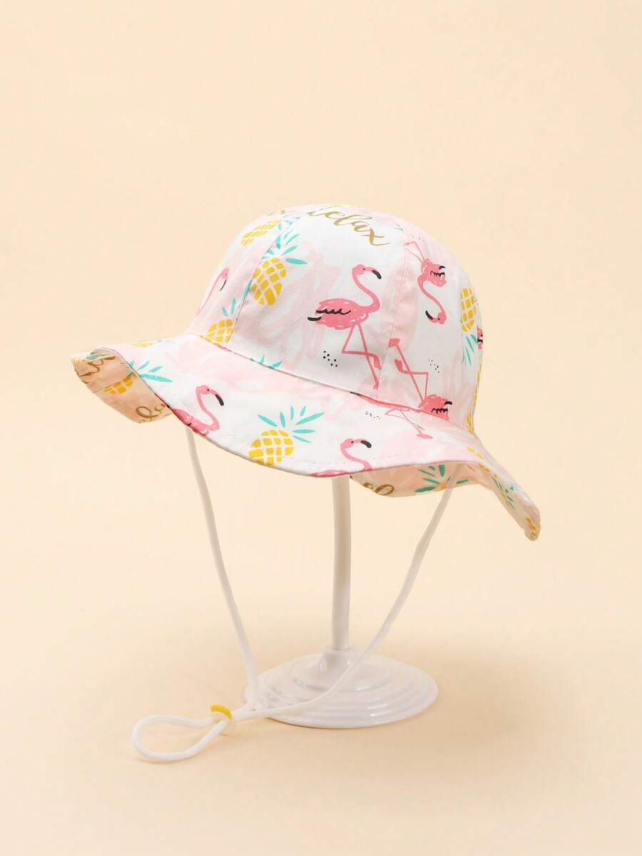 1顶天鹅印花儿童渔夫帽，3-6岁女童宝宝防晒宽檐帽 - 1PC - 查看 1