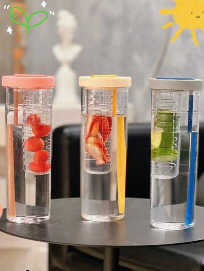 便携式花朵茶杯，带茶叶隔层、干湿分离功能、水果柠檬滤吸管杯，学生及户外运动塑料水瓶