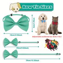 10 piezas de lazos de colores aleatorios lindos para mascotas, accesorios de flores de corbata de moño para perros y gatos - Multicolor - Ver 2