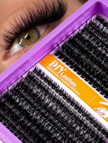 280/300 piezas Racimo de pestañas esponjosas, Racimo de pestañas individuales 60D/80D/100D, Extensión de pestañas gruesas, Racimo de pestañas rizadas en forma de D, Racimo de pestañas delgadas de 9-18mm, Pestañas postizas - Negro - Ver 2