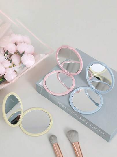 Makeup Mirror Foldable Double-Sided Mirror Round Small DIY Portable Flip Mirror