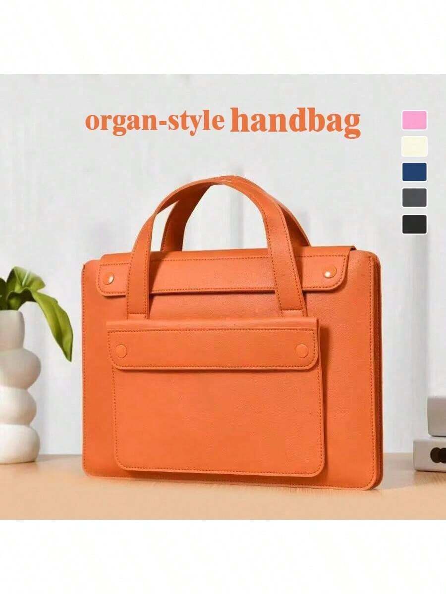 PU材质笔记本电脑保护套，兼容MacBook Air 13英寸、MacBook Pro 14英寸、16英寸、HP 13英寸/14英寸/15英寸/16英寸笔记本电脑，简约加厚笔记本电脑包 - 彩色 - 查看 1