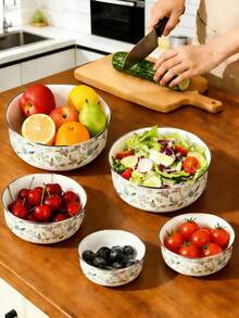 1 Set Multi-Color Enamel Sealed Container Set, Provides 10/12/14/16/18 Storage Capacity Bowls For Preserving Fruits And Vegetables, Multi-Purpose Food Storage, Round Lid, Dishwasher Lunch Box, Fashionable Enamel Bowls With Lids, Soup Bowl, Salad Bowl, Enamel Fridge Container For School, Camping, Portable Picnic And Office, Round Lunch Box - Multicolor Fresh-keeping Bowl - View 12