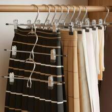 1/3pcs Multi-Layer Adjustable Clip Hanger, Standard 1-Layer, 1-Layer With Hook, Upgraded 4-Layer, 3 Options, Stainless Steel Material, Foldable Drying Rack Saves Space, Adjustable Clips Fit For Jeans, Towels, Skirts, Pants, Ties, Socks - Multicolor - View 5