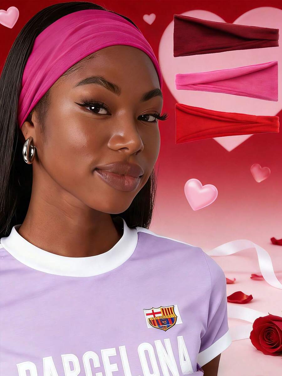 3pcs Solid Color Boho Sports Yoga Headbands, Moisture Wicking Stretchy Soft Headbands For Running, Fitness, Women Women Hair Accessories Elegant Hair Band