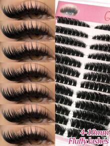 192 Pcs 100D Fluffy D-Curl Individual Cat-Eye Lashes. DIY Lash Clusters For At-Home Use. Thick And Natural, Long-Lasting, Ultra-Lightweight, And Enhances Eye Size. Individual Lashes, Reusable. Suitable For Beginners, At Home, Everyday Life, Parties, Travel, Music Festivals, And Various Other Occasions. Lash Clusters, Individual Lashes, False Eyelashes. - D - 查看 6