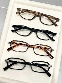 4pcs Women's Cute Small Oval Fashion Glasses, Multi-Color Matching, For Writing, Reading, Office, School, Outfit Coordination, Daily Use - trắng - Xem 9