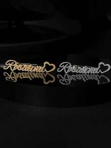 1pc Customized Name Lapel Pin, Personalized Stainless Steel Brooch With Tag, Business Style, Suitable As Bridesmaid Gift, Birthday Gift, Christmas Gift, Father's Day Gift, And Gift For Girlfriend, Durable, Engraved, Stainless Steel Material, Colorful, Cute, Playful, Fun, Kawaii, Millennium Style, Fashionable, Unisex - Multicolor - View 6