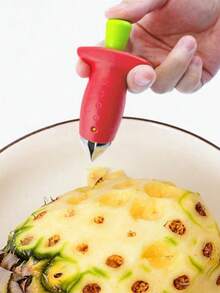 1pc Stainless Steel Strawberry Huller | Red Handle Strawberry Stem Remover, Easy To Use Kitchen Prep Tool For Removing Fresh Strawberry Stems - Multicolor - View 4