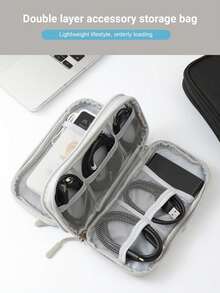 Digital Accessories Storage Box, Phone Charger, Cable Organizer Bag, Zipper Storage Box, Wallet-Style USB Charger, Earphone Storage Box, Dust-Proof, Cables, USB Drives, Earphone Storage Bag, Business Travel, College Student, Office, School Supplies, Back To School - Multicolor - View 3