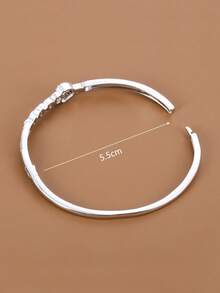 1pc Creative Heart-Shaped Design Zirconia Inlaid Women's Fashion Bracelet, Valentine's Day Gift - Multicolor - View 5