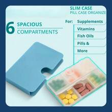 Daily Use Slim Pill Organizer 1 Pack, Easy To Open 6 Compartments, Large Capacity Portable Travel Pill Box, Pill Dispenser, Medicine Container & Vitamin Holder - 1 - 查看 3