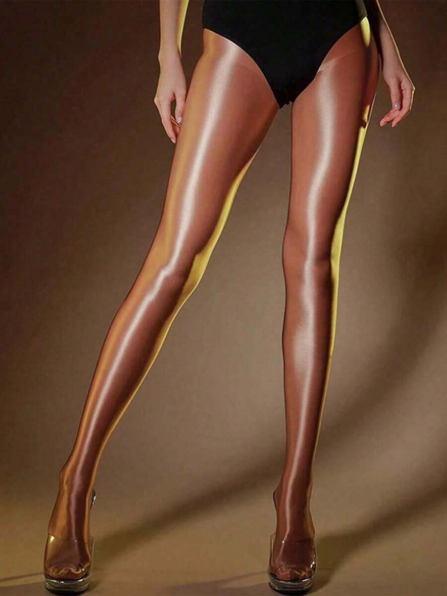 1 Pair Sheer Glossy Pantyhose, Smooth And Silky Texture, Suitable For ...