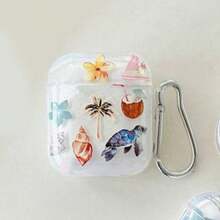 1 套椰子岛海龟涂鸦设计无线蓝牙耳机保护套，兼容苹果 1/2/3/Pro