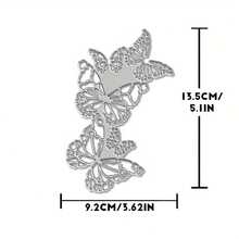1个蝴蝶金属切割模具，适用于DIY剪贴簿、压花、手工卡片和礼品卡，工艺工具 | 蝴蝶图案 | 工艺工具 - 銀色 - 查看 10