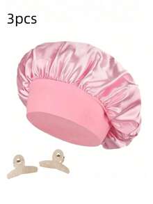6/3 件装真丝睡帽，缎面发帽，小发夹，女士宽边高弹力帽，乔其纱睡帽，高端缎面护发帽，卷发真丝发带睡眠帽 - 彩色 - 查看 12