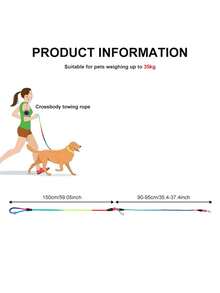 7.5ft Reflective Fashionable Geometric Pattern Hands-Free Dog Leash, Crossbody Style, Suitable For Walking And Jogging