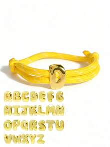MECYLIFE 1pc Handmade Multicolor Dopamine 26 Letter Braided Bracelet, Suitable For Men And Women - Yellow Rope - View 6
