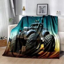 3D Monster Jam Monster Truck Cartoon Blanket,Soft Throw Blanket For Home Bedroom Bed Sofa Picnic Travel Office Cover Blanket 8 - trắng - Xem 1