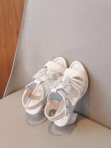 Giày sandal cao gót dự tiệc sang trọng, thanh lịch dành cho bé gái, sandal cao gót hở mũi, thoáng khí và nhẹ, thích hợp cho các buổi tiệc, biểu diễn, tiệc chiêu đãi, đám cưới, sandal cao gót mũi tròn. - Màu be - Xem 3