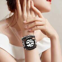 Boho Leather Bracelet For Samsung Galaxy Watch 8/7/6/5/4 Band 40mm 44mm Women, 20mm Handmade Multilayer Beaded Watch Bands For Watch 8 6 Classic 43mm/Watch 5 Pro/Watch4 Classic 42mm/Galaxy Active 2 - Infinite8-黑色 - 查看 3