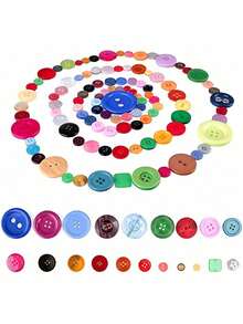 100/200/600pcs Mixed Size Round Resin Buttons - Bulk Assorted 2-Hole And 4-Hole Sewing Buttons, DIY Craft Buttons, Suitable For Clothing Repair, Scrapbooking, Decoration, Handmade Garment Embellishment, Jute Craft, Wedding Favors Sewing Kit Refill, Kindergarten Art Supplies, Party Decoration Accessories