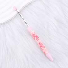 5/10支装新款粉色蝴蝶结DIY长串珠笔，各种可爱粉色串珠硅胶笔杆塑料笔，情人节礼物纪念品制作