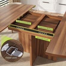 CuisinSmart Round Dining Table,43.3''-59''Extendable Round Dining Table For 4-8,Modern Dinner Table With Wood Base,Kitchen Oval Dining Table For Dining Room, Living Room(Table Only) - 核桃 - 查看 7