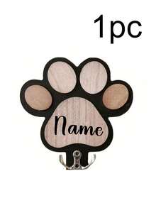 Gancho de madeira personalizável em formato de osso para coleira de cachorro (1 unidade), pode ser gravado, suporte personalizado para coleira e guia, material de madeira, gancho de metal com ângulo ajustável, tamanho ideal de 16 x 16 cm, design com estampa de patinha de cachorro, perfeito para amantes de cães e decoração de casa com animais de estimação. - Multicolorido - Ver 8