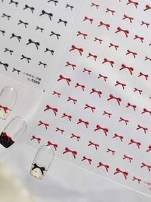 1pc 5D Soft Embossed Nail Sticker, Sweet & Petite Bow Shaped Nail Art Decals, Self-Adhesive Bow Nail Decoration DIY