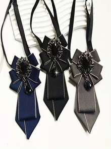 1 Stück Mode Strass handgefertigte Unisex Krawatte, geeignet für Lässig, Straße, Alltag, Party, Hochzeit, formelle Anlässe, Schuluniform, Businesskleidung, kann als Geschenk verwendet werden, Rückkehr zur Schule - Verschiedenfarbig - Übersicht 5