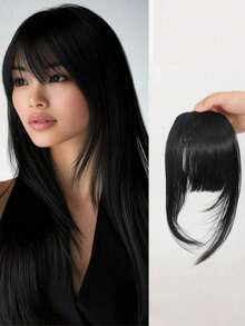 1片彩色合成假发夹式刘海，自然隐形无缝空气刘海和鬓角接发，适合学生和日常佩戴，颜色随机（颜色可能与图片略有不同），发饰，情人节发饰礼物 - 彩色 - 查看 10