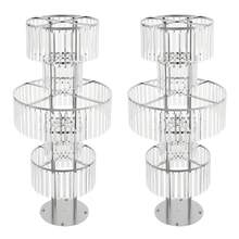 5-Tier Crystal Wedding Flower Stands, 2 Pcs 110 Cm/ 43.3  Inch Gold Vases Centerpieces With 11-Inch Diameter Base, Crystal Vases For Centerpieces, For Wedding Reception Birthday - Silver - View 1